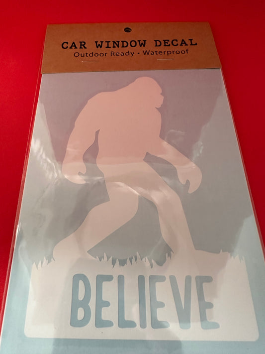 Bigfoot Sasquatch Believe Vinyl Decal (White, Packaged)