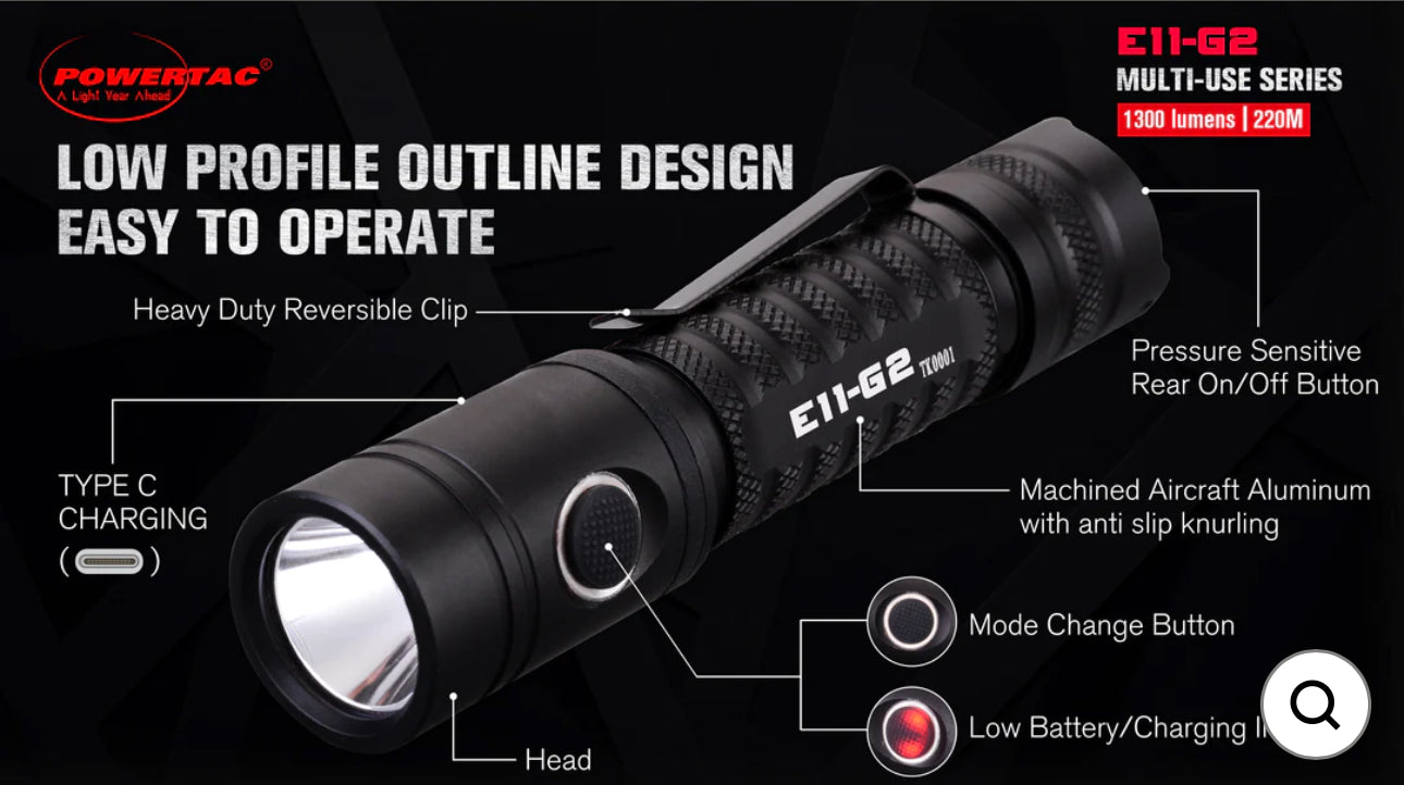 E11-G2 -1300 LUMEN RECHARGEABLE EDC FLASHLIGHT