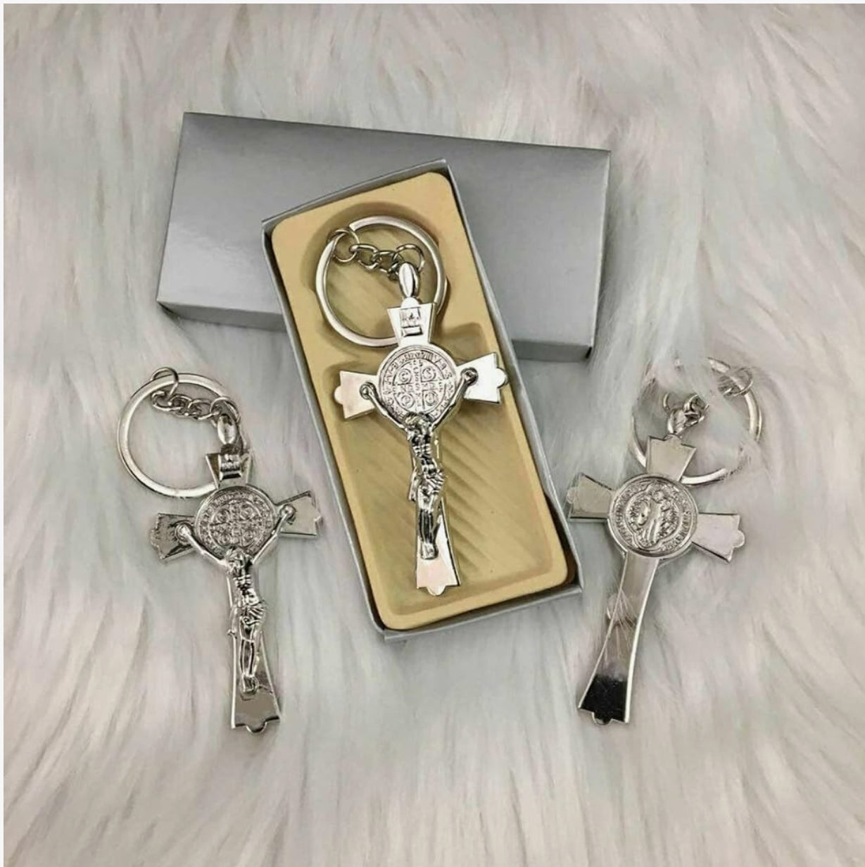 1PC Blessed Crucifix W/Saint Benedict Medal Keychain/Cross