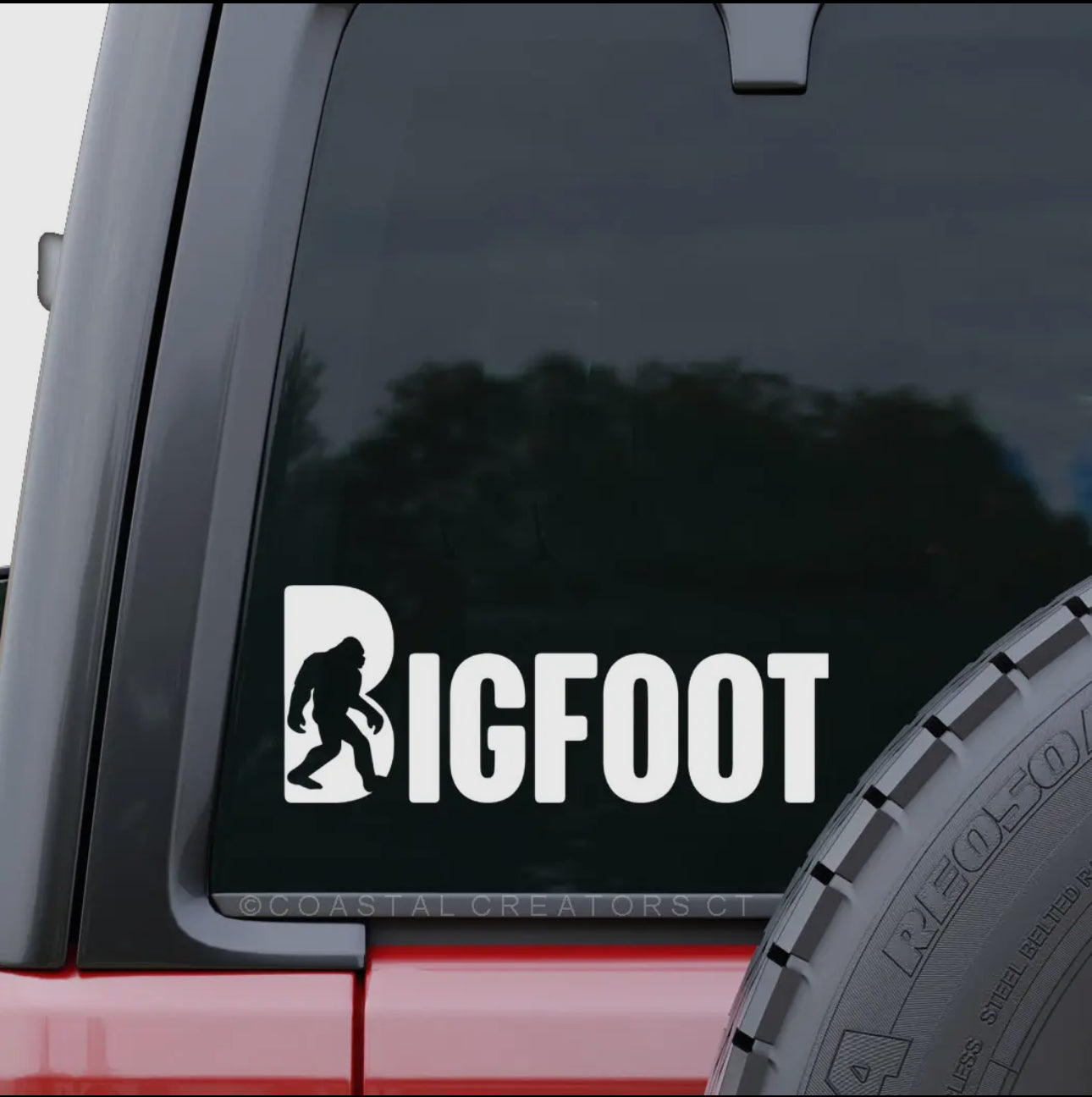 Bigfoot Sasquatch Car Window Decal (White, Packaged)